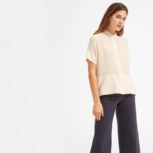Everlane The Silk Short-Sleeve Square Shirt Pink Base - Size 4